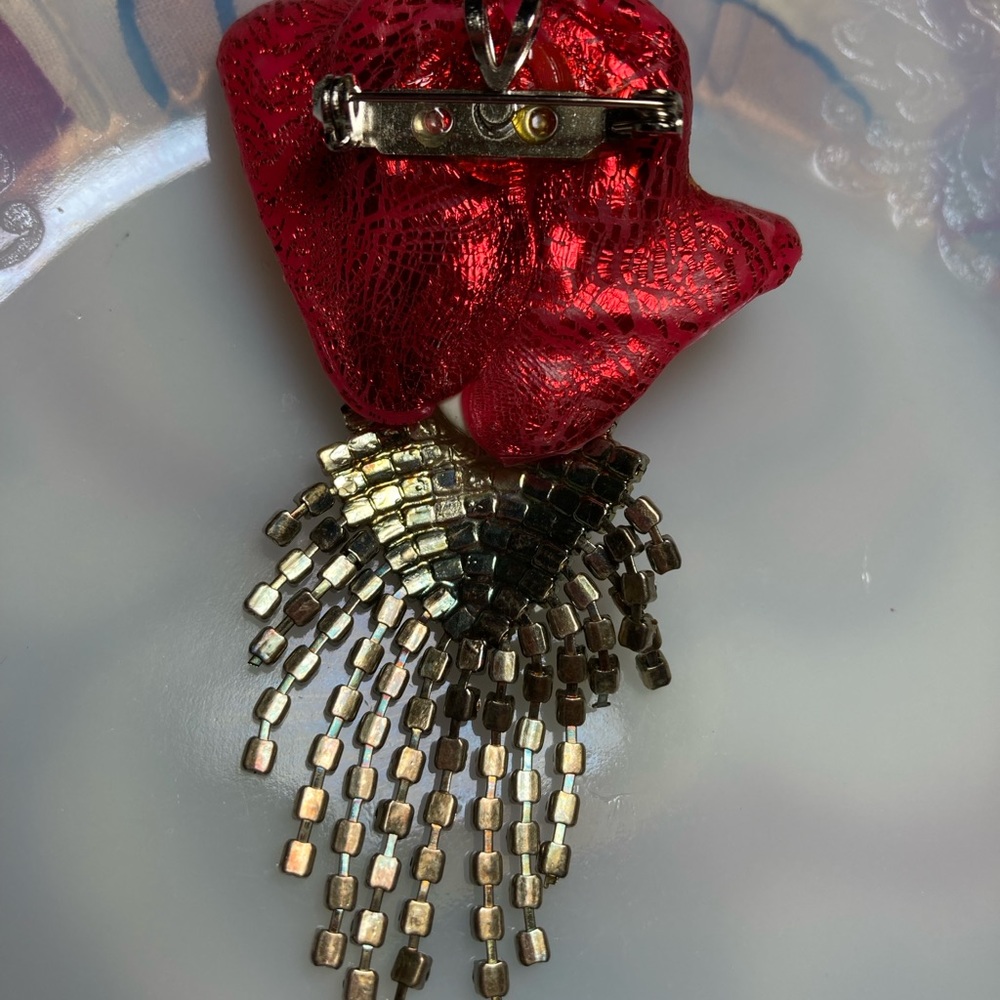 ALL FACETED CRYSTALS HAND PAINTED LADY Pendant Brooch Pin DÉCOLLETÉ OOAK - Picture 8 of 8